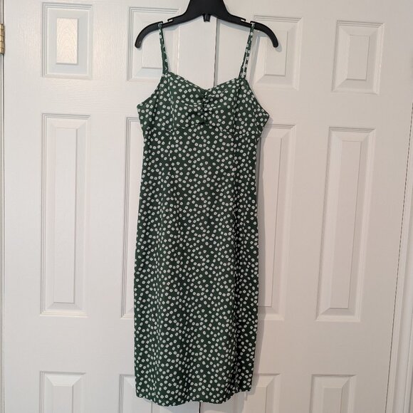 Green Floral Print Summer Midi Dress - Size Medium - Picture 2 of 4